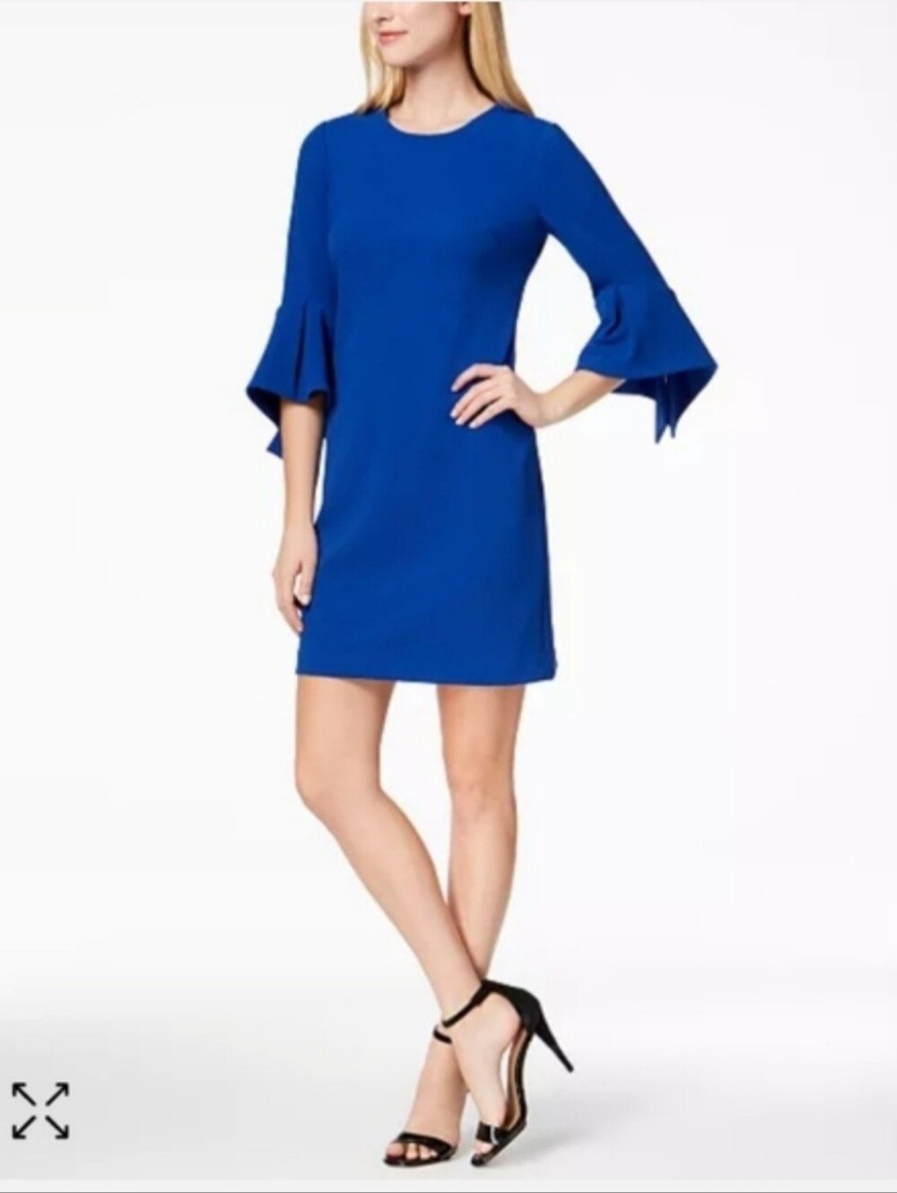 Calvin Klein Women's Bell-Sleeve Sheath Dress In Royal Blue SZ 12